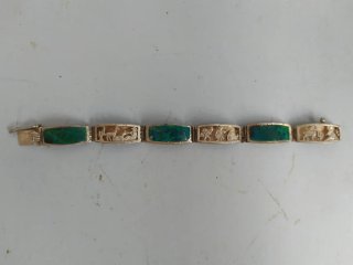 Pulsera Vintage Plata y Malaquitas (Perú, 1980s)