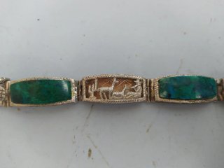 Pulsera Vintage Plata y Malaquitas (Perú, 1980s)