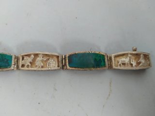 Pulsera Vintage Plata y Malaquitas (Perú, 1980s)