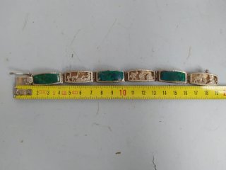 Pulsera Vintage Plata y Malaquitas (Perú, 1980s)