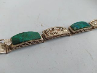 Pulsera Vintage Plata y Malaquitas (Perú, 1980s)