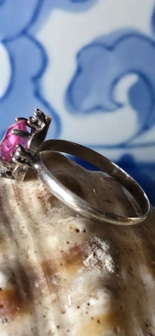 Anillo antiguo turmalina rosa
