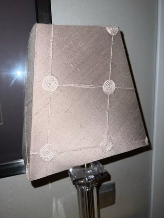 2 Lámparas Mesa Cristal Pantalla Beige