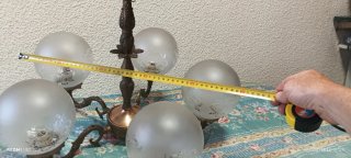 Lámpara de bronce 5 brazos globos