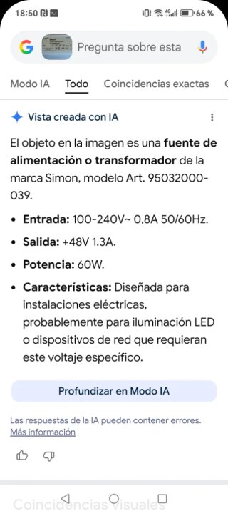 Fuente Alimentación Simon 60W/48V 95032000-039