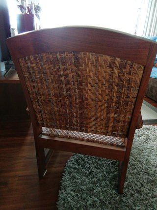 Silla vintage madera y mimbre