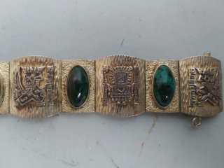 Pulsera Vintage Plata y Malaquita (Perú) 53.49gr