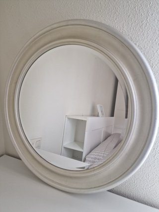 Espejo de pared redondo plateado