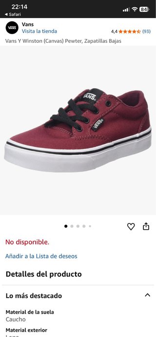 Zapatillas Vans Rojas Auténticas