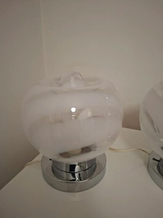 Coppia Lampade Vintage Vetro e Metallo