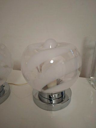 Coppia Lampade Vintage Vetro e Metallo