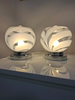Coppia Lampade Vintage Vetro e Metallo