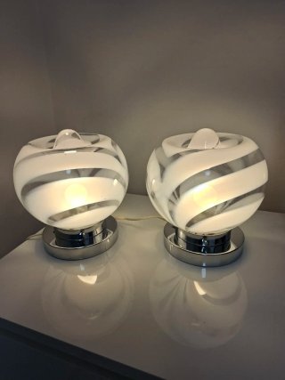 Coppia Lampade Vintage Vetro e Metallo