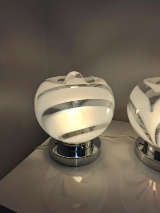Coppia Lampade Vintage Vetro e Metallo