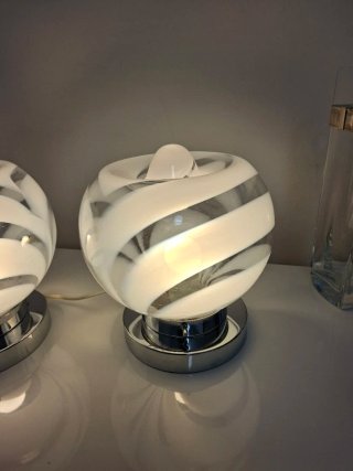 Coppia Lampade Vintage Vetro e Metallo