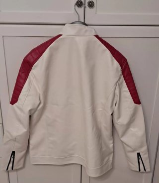 Giubbotto ecopelle moto/scooter rosso e bianco