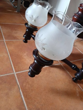 Lámpara de techo madera y cristal