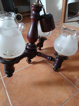 Lámpara de techo madera y cristal