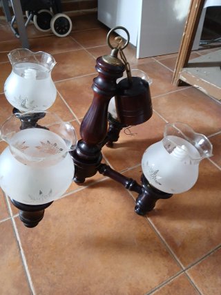 Lámpara de techo madera y cristal