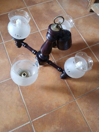 Lámpara de techo madera y cristal