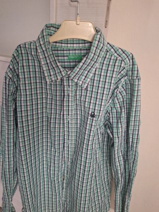 Camisa niño cuadros manga larga Benetton