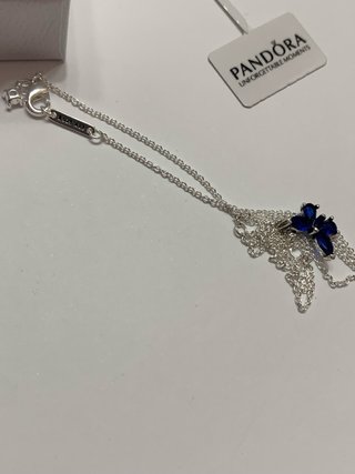Conjunto Pandora Mariposa Azul Collar y Anillo