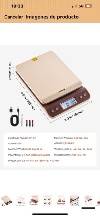 Báscula Postal Digital VEVOR 40kg