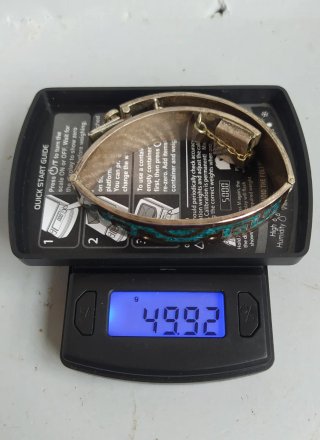 Pulsera Vintage Taxco Plata y Turquesas - 50gr