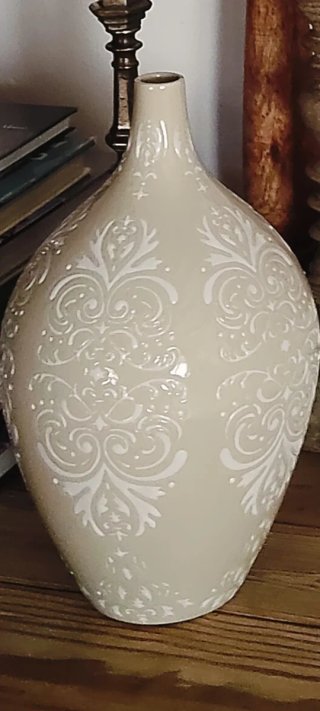 Jarrón Zara Home Beige y Blanco Cerámica
