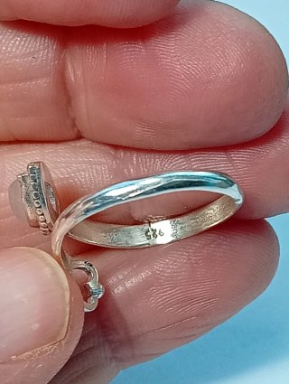 Anillo Plata Ley cuarzo rosa talle base,19,5