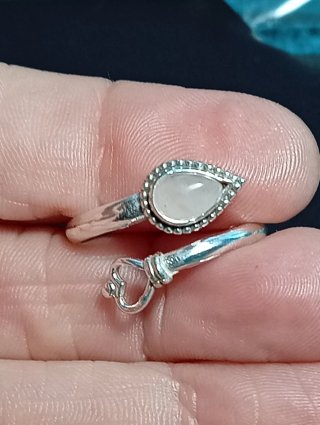 Anillo Plata Ley cuarzo rosa talle base,19,5