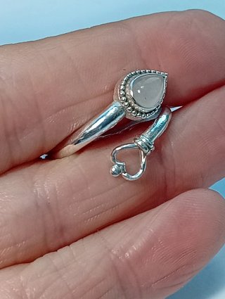 Anillo Plata Ley cuarzo rosa talle base,19,5