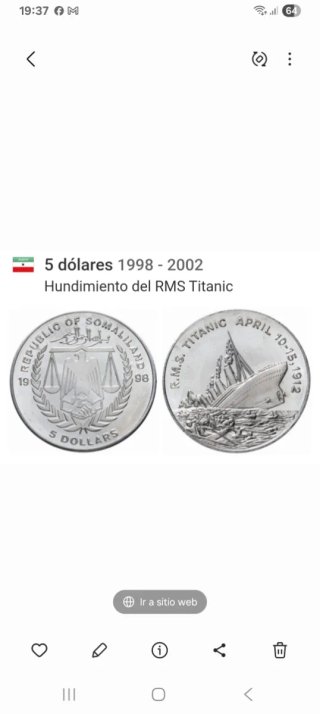 Medalla Hundimiento Titanic 10-15 Abril 1912
