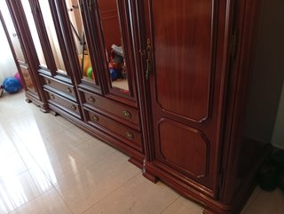 Armario clásico 3 cuerpos madera y cristal