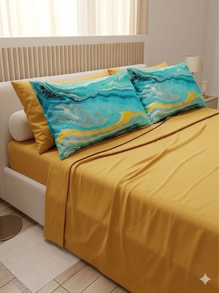 Set Lenzuola Turchese e Giallo