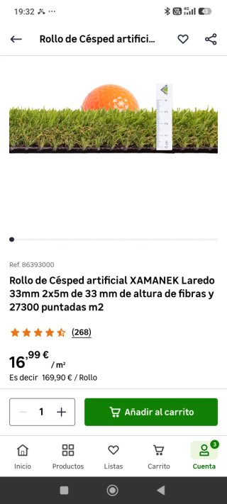 Césped artificial nuevo