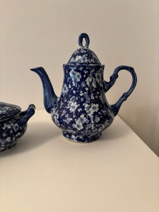 Conjunto porcelana vintage floral azul