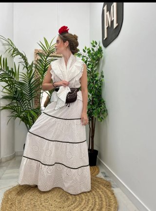 Falda Flamenca Blanca Talla Única