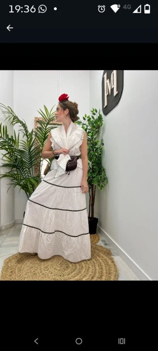Falda Flamenca Blanca Talla Única