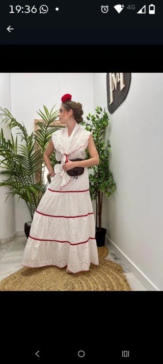 Falda Flamenca Blanca Talla Única