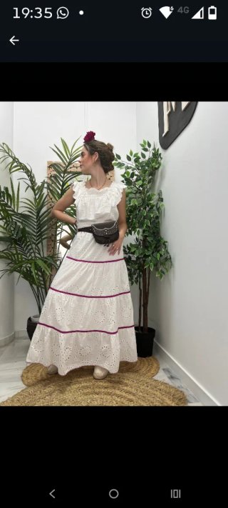 Falda Flamenca Blanca Talla Única