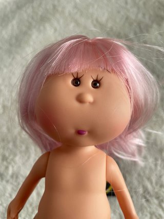 Muñeca Pelo Rosa Nueva