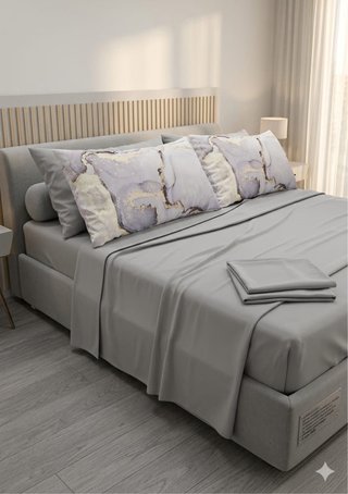 Lenzuolo grigio con 2 federe in regalo