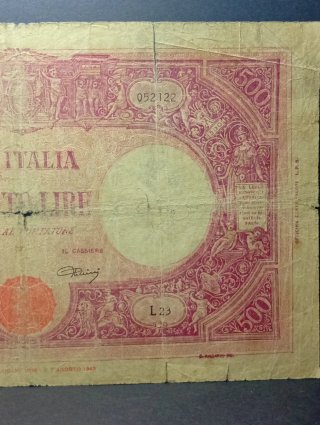 500 L. Grande "C" 1943 Super Vivuta e Maneggiata.