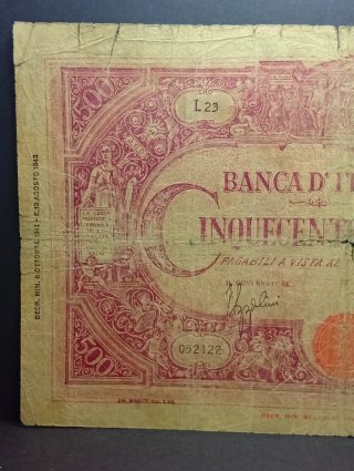500 L. Grande "C" 1943 Super Vivuta e Maneggiata.