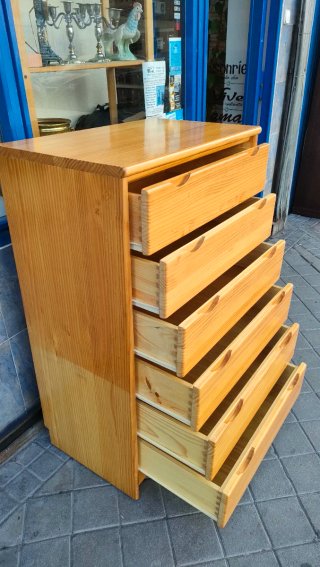 Cómoda de madera 6 cajones madera pino 640513971