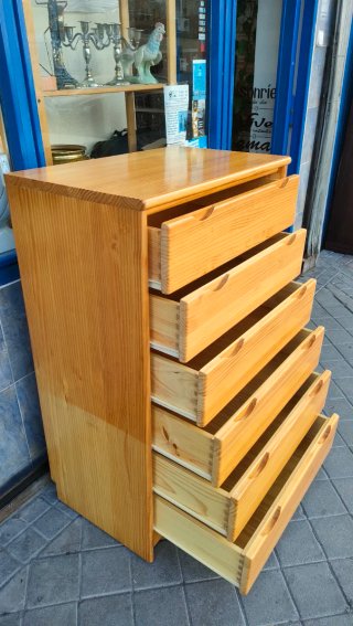 Cómoda de madera 6 cajones madera pino 640513971