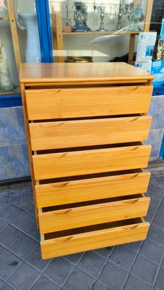 Cómoda de madera 6 cajones madera pino 640513971