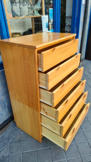 Cómoda de madera 6 cajones madera pino 640513971