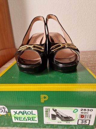 Sandalias Pitillos Talla 35 Tacón Negro